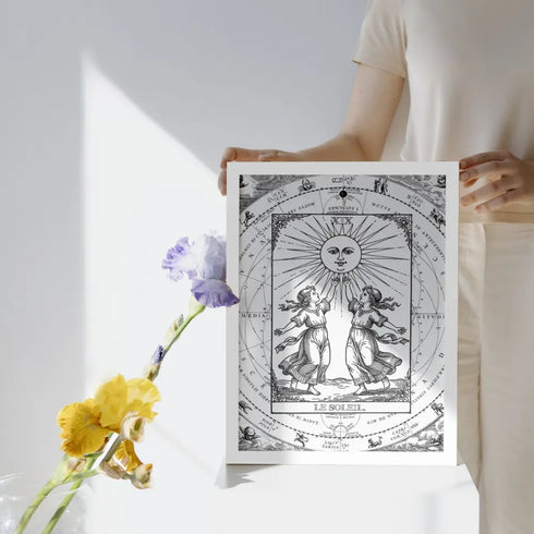 Poster Encadré Tarot "XIX Le Soleil" – Arcane Majeur : Joie & Succès